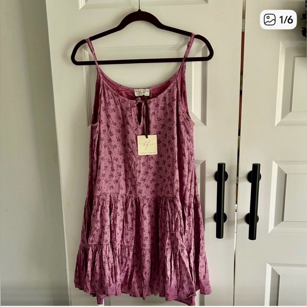 Anthropologie BOHO Dress forum Dusty Lilac floral flowy dress size medium